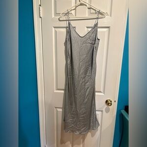 Skin silk slip midi dress light gray sz 3 or L